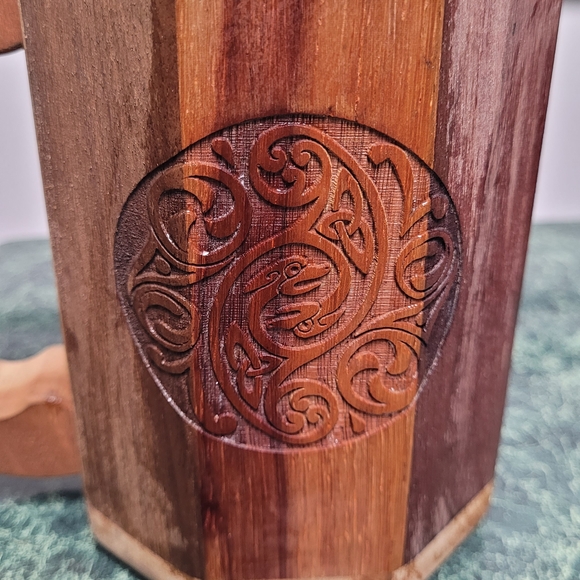 Handcrafted Wooden Mug with Carved Design - Picture 6 of 14
